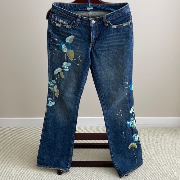 Vintage Guess Jeans Flower Stitchings - Picture 1 of 9